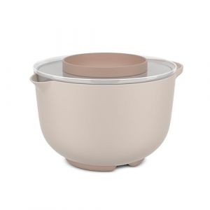 Rosti mepal 102306031500 - Bol de Préparation plus Couvercle Chef It, Base Antidérapante, Résiste au Micro-Ondes et au Lave-Vaisselle, Matériau Résistance aux Chocs Supporte Jusqu'À 110°C, 3000 ml, Chalk