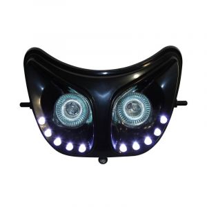 Image de REPLAY PHARES DOUBLE OPTIQUE RR8 POUR DERBI 50 SENDA NOIR AVEC LEDS BLANCHES **