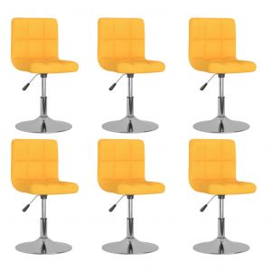 VidaXL Chaises pivotantes de salle &agrave; manger 6 pcs Jaune Tissu - Jaune