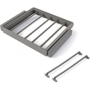 Emuca Kit de porte-pantalon à 7tringles et rack ajustable Quartz pour armoires, glissières extension totale et à fermeture douce, Module 60cm,