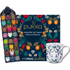 Pukka Calendrier de lAvent + 1 MUG - Thé Vert et Infusions Idée cadeau Sélection de 24 Sachets aux ingrédients biologiques