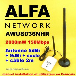 Image de Alfa AWUS036NHR - Antenne Wi-Fi à gain élevé 5 dBi