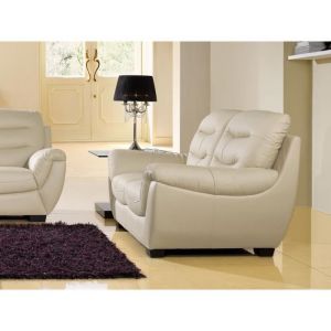 La Maison du Canapé Canapé 2 places en cuir supérieur beige CORAL