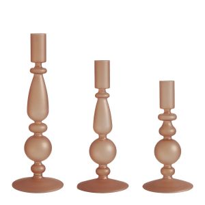 Mathilde M. 3 bougeoirs verre rose givré