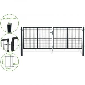 Casanoov - Portail battant grillagé gris razo 4m H.140cm