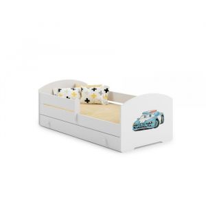 Lit enfant LUK BAR+SZU 140x70 POLICE tiroir de rangement avec matelas