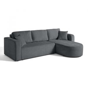 Bestmobilier - Miro - canapé d'angle réversible - 4 places - convertible avec coffre - en velours texturé - gris - Gris