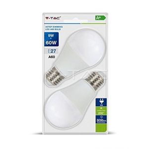 V-TAC V 2129 LOT DE 2 AMPOULES LED E27 9 W BULB A60 3 STEP