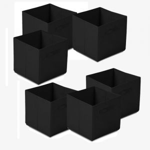 Lot de 12 cube de rangement pliable, coffre de rangement, boîte de rangement en tissu avec poignées coloris noir - Longueur 31 x Profondeur 31 x Hauteur 31 cm -JUANIO -