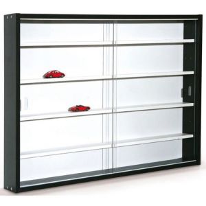 Pegane Vitrine murale pour miniature en panneaux de particules Blanc et noir, L80 x P9,5 x H60 cm