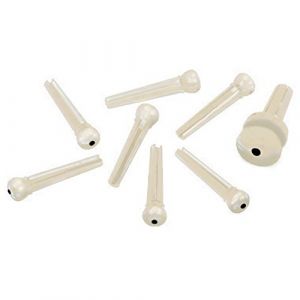 Planet Waves D'ADDARIO AND CO INJECTED MOLDED BRIDGE PINS WITH END PIN SET OF 7 IVORY WITH BLACK DOT