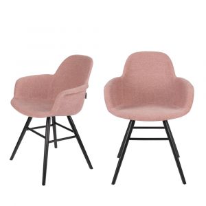 Zuiver ALBERT KUIP SOFT - 2 chaises avec accoudoirs en tissu - Vieux rose