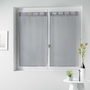 1001kdo - Paire de Voile raye Horizon 60 x 90 cm gris