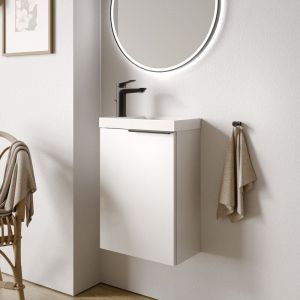 Bernstein Meuble suspendu en bois laqu&eacute; avec lavabo vasque en c&eacute;ramique int&eacute;gr&eacute; + 1 porte soft-close - R&eacute;siste &agrave; l'humidit&eacute;, Poign&eacute;e m&eacute;tal - 40,5x22x55cm - tim