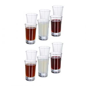 Relaxdays 10023423 Liqueur, Lot de 12, 2 cl, Verres à digestif, Expresso, schnaps, Shooters, Transparent