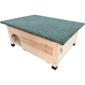 Relaxdays Maison hérisson avec sol, entrée labyrinthe & toit étanche, bois, HxLxP 25x57x44 cm, naturel