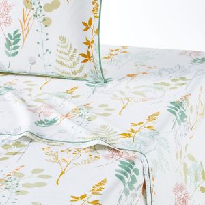 Drap plat percale de coton rbari Imprimé Fond Blanc Taille 180x290 cm;240x290 cm;270x290 cm