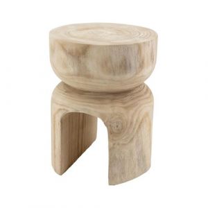 Aubry Gaspard Tabouret en bois paulownia Molaire Naturel - Naturel