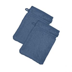 Lot de 2 gant de toilette 15x21 violet indigo en coton