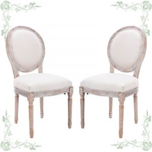 Lot de 2 Chaises de Salle à Manger – Chaises Confortables en Tissu pour Salon, Cuisine ou Maison, Beige - Colamy