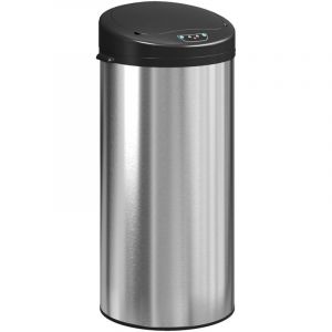 Homcom Poubelle de cuisine automatique - 30 L - couvercle &agrave; fermeture en douceur - en acier inoxydable - 32 x 30 x 68 cm - argent