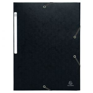 Image de Exacompta Lot de 25 chemises 3 rabats &agrave; &eacute;lastiques Maxi Capacity carte lustr&eacute;e 600g/m2 scotten - A4 - Noir - 55951E