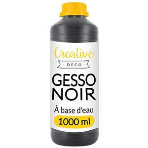 Creative Deco Additif Gesso Acrylique Noir | 1L | Sous-Couche | Apprêt et Préparation Liquide de la Peinture Acrylique