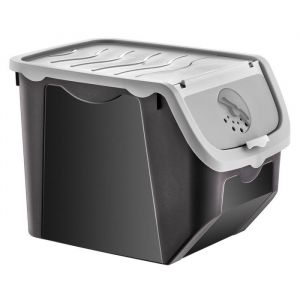 VILDE Conteneurs de stockages 12L - Plastique alimentaire couvercle clip ventilation réglable anti-rouge - gris