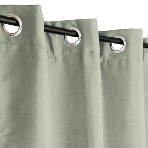 Atout Ciel Rideau Thermique Effet bross&eacute; &agrave; &oelig;illets 140x240cm pr&ecirc;t a Poser, Vert Sauge
