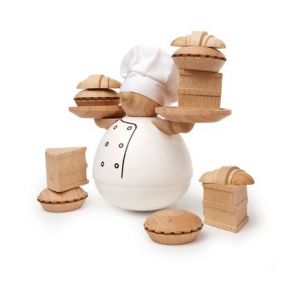 Kikkerland Jeu d'adresse Balance Baker bois