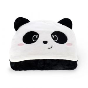 Legami Couverture à Capuche Cosy Hugs! Thème Panda, avec Poches Chauffe-Mains et Capuche, Couverture en Polyester, Fermeture à Bouton, 150 x 125 cm, Noir