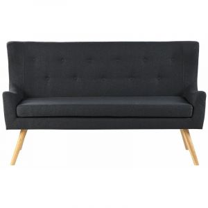 Beliani Canapé banquette 2 places en tissu noir SKIBBY