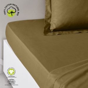 Today Draps housse ORGANIC BRONZE Marron - Taille 90x190 cm