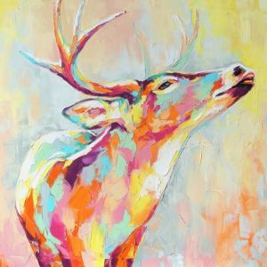 Image de Tableau sur toile cerf coloré 30x30 cm Multicolor