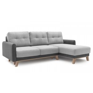 Image de Bobochic Canapé d'angle convertible coffre BALIO Angle droit Gris clair & gris foncé