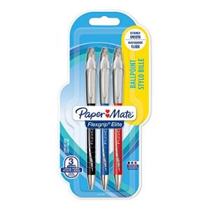 Paper Mate Lot de 3 Stylos à bille Flexgrip Elite - Encre gel - Assortis