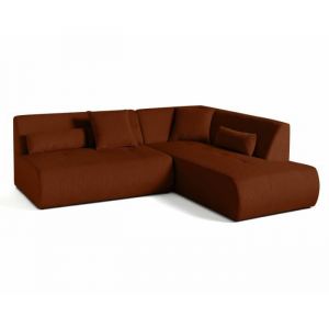 Onyx - canapé modulable d'angle droit 5 places - en velours côtelé - Terracotta
