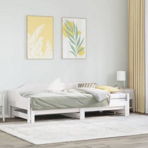 VidaXL Lit de jour avec lit gigogne blanc 90x190 cm bois de pin massif, canapé-lit, lit d'invité, lit de jour en bois, lit de jour, lit d'appoint
