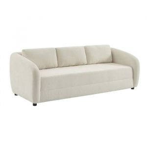 Canap&eacute; convertible 3 places tissu chenille - L 220 x P 95 x H 76cm - Twist Tissu Blanc