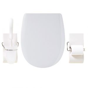 Olfa Set : abattant + porte balai + porte papier, Abattant standard, Vermillon