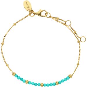 Bracelet Argent Doré Pampilles Dorées Et Pierres Naturelles Amazonite
