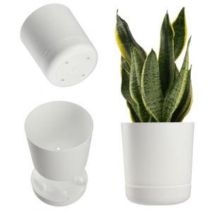 KADAX Pot de fleurs avec soucoupe - Pot de fleurs en plastique - Pot de fleurs minimaliste - Pot d&eacute;coratif pour fleurs, cactus et herbes