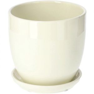 KOTARBAU Pot de Fleurs en céramique pour Plantes Diamètre 15 cm avec bac d'égouttement Jaune