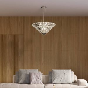 Searchlight Savannah Luminaire suspendu à 8 ampoules chromé, cristal clair