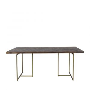 Image de Dutchbone CLASS - Table à manger chevrons bois et laiton - 180x90 cm