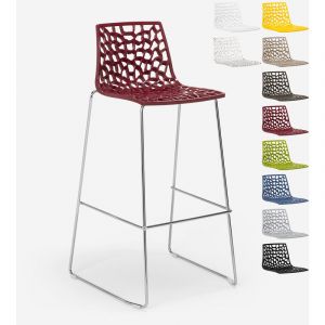 Grand Soleil Tabouret de bar de cuisine 74 cm design Spider Slitta, Couleur: Bordeaux