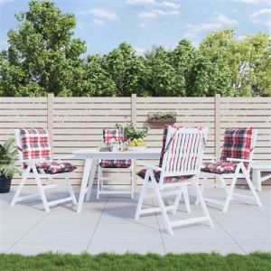 VidaXL Coussins de chaise &agrave; dossier bas lot de 4 motif carreaux rouge