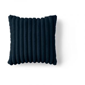 Pampelune - coussin - en fausse fourrure c&ocirc;tel&eacute; et velours - 40x40 cm - Bleu Ardoise