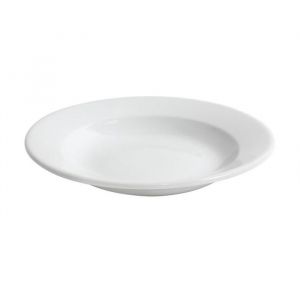Visiodirect Lot de 12 assiettes creuses MANG rondes, plat &agrave; soupe p&acirc;tes desserts en porcelaine blanc - diam&egrave;tre 23,5 x hauteur 4 cm -