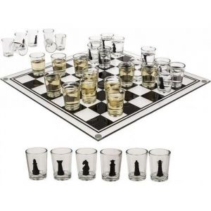 Image de Jeu d'éc c à boire en verre avec 32 verres pions shooter